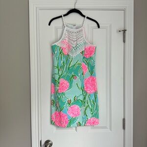EUC Lilly Pulitzer Pearl Crochet Neck Cotton Shift Dress, Size 6